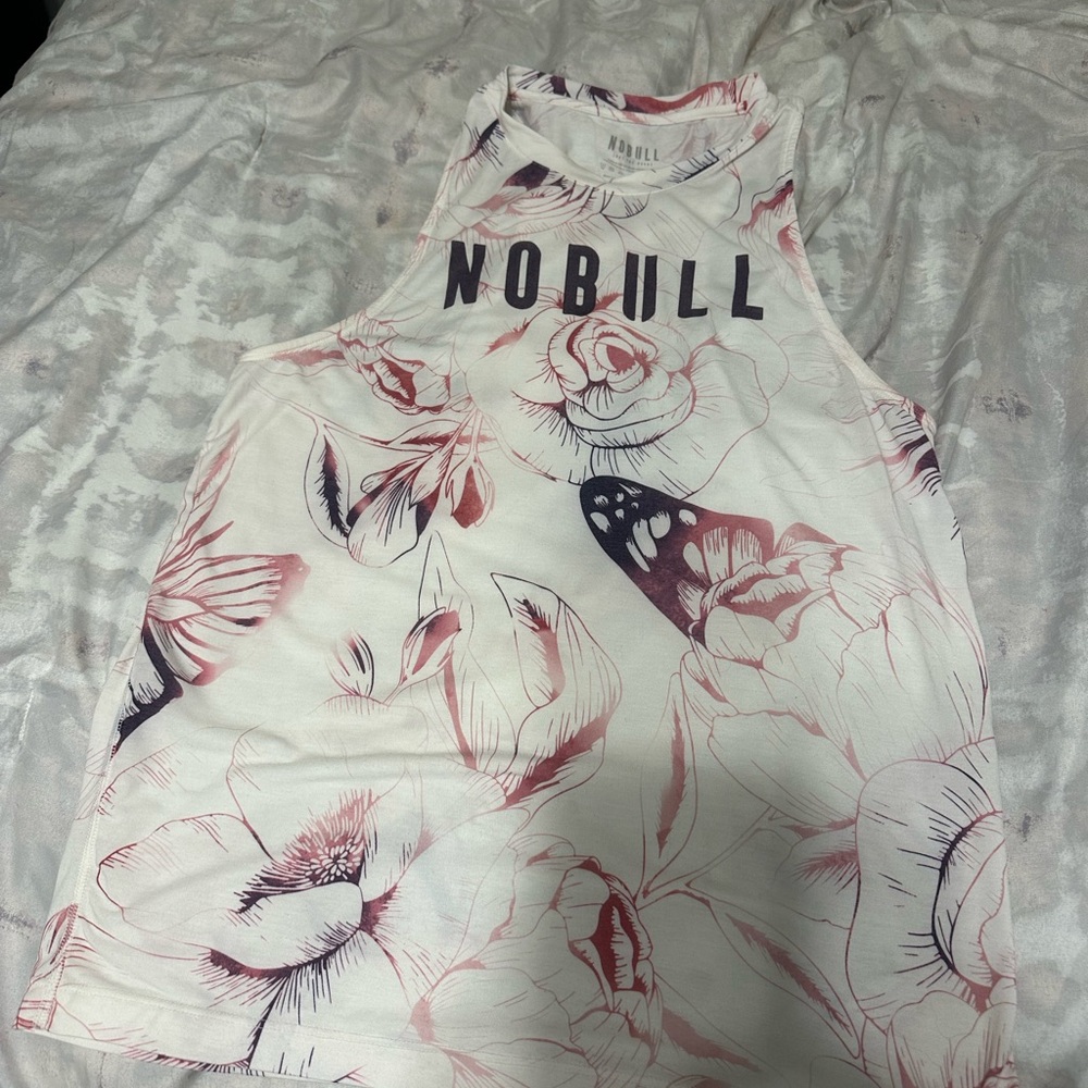 NOBULL White and Pink Sleeveless Muscle Tee